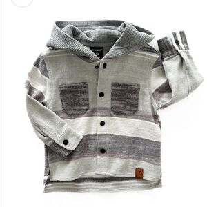 Little Bipsy Gray Striped Hooded Button-Up Shirt